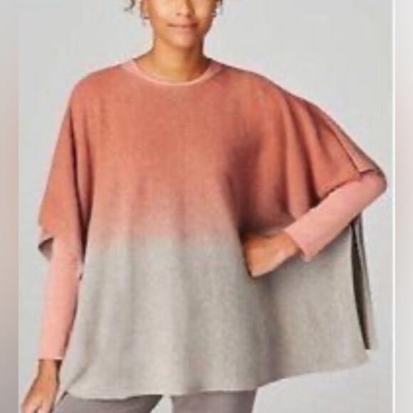 J Jill Pure Jill  Poncho Sweayer Cotton Salmon Gray Ombré OZ Casual Relaxed - Picture 1 of 12